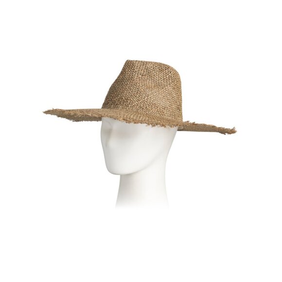 LACK OF COLOR Seagrass Straw Sunnydip Frayed Fedora - Picture 1 of 2